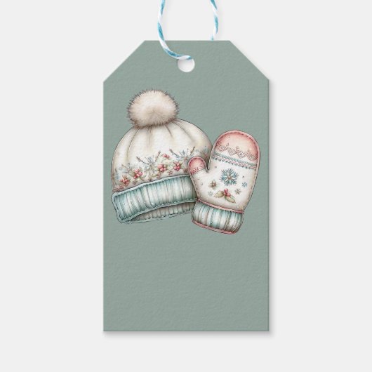 PASTEL WINTER HANDSCHENEN EN MUTSE CADEAULABEL (Voorkant)