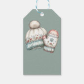 PASTEL WINTER HOLIDAY MITTENS AND HAT CADEAULABEL (Voorkant)