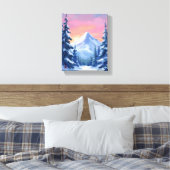 Pastel Winter Mountain Watercolor Landscape Canvas Afdruk (Insitu (Slaapkamer))