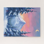 Pastel Winter Mountain Watercolor Landscape Legpuzzel (Horizontaal)