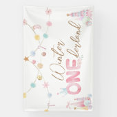 Pastel Winter Onederland Eerste Verjaardagsfeest Spandoek (Verticaal)