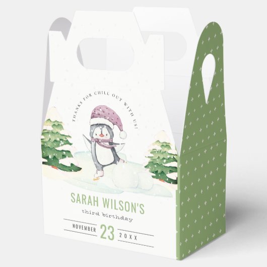 Pastel Winter Penguin Kinder elke zondag Bedankdoosjes (Geopend)