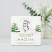 Pastel Winter Penguin Kinder elke zondag Kaart (Staand voorkant)