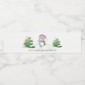 Pastel Winter Penguin Kinder elke zondag Waterfles Etiket (Enkel label)