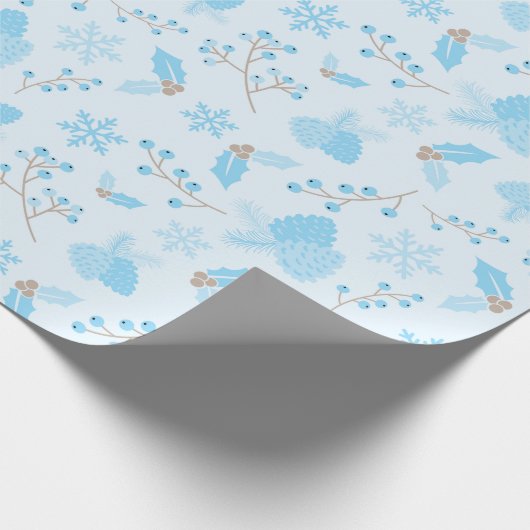 Pastel Winter Snowflake Pinecone Mistletoe Gift Cadeaupapier (Hoek)