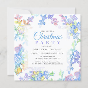 Pastel Winter Snowflakes Corporate Christmas Party Kaart