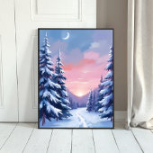 Pastel Winter Sunset | Nature Painting Watercolor Poster