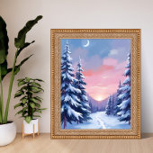 Pastel Winter Sunset | Nature Painting Watercolor Poster
