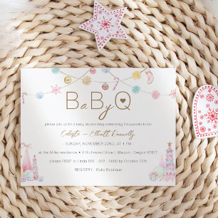 Pastel Winter Wonderland Baby-Q BBQ Baby shower Kaart