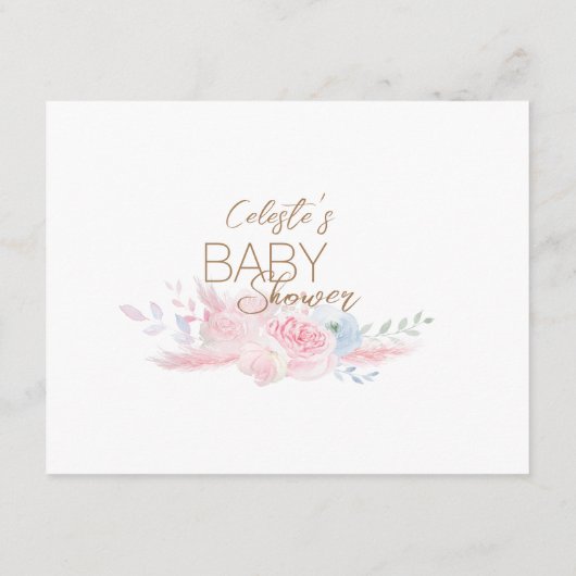 Pastel Winter Wonderland Baby shower boek voor Bab Informatiekaartje (Achterkant)