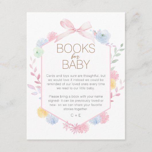 Pastel Winter Wonderland Baby shower boek voor Bab Informatiekaartje (Voorkant)