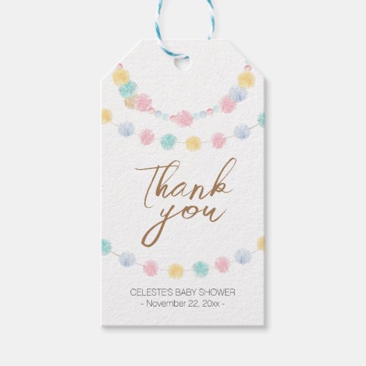 Pastel Winter Wonderland Baby shower Dank u Cadeaulabel (Voorkant)