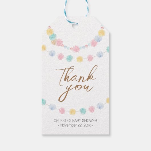 Pastel Winter Wonderland Baby shower Dank u Cadeaulabel (Achterkant)