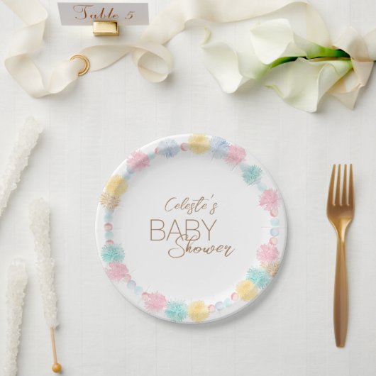 Pastel Winter Wonderland Baby shower Papieren Bordje (Huwelijk)