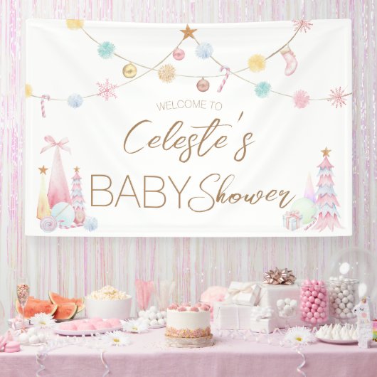 Pastel Winter Wonderland Baby shower Welkom Spandoek (Feest)