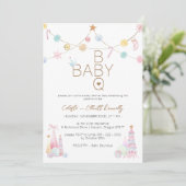Pastel Winter Wonderland BBQ Baby shower Kaart (Staand voorkant)