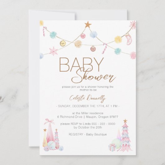 Pastel Winter Wonderland Neutraal Baby shower Kaart (Voorkant)