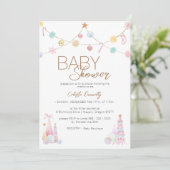 Pastel Winter Wonderland Neutraal Baby shower Kaart (Staand voorkant)