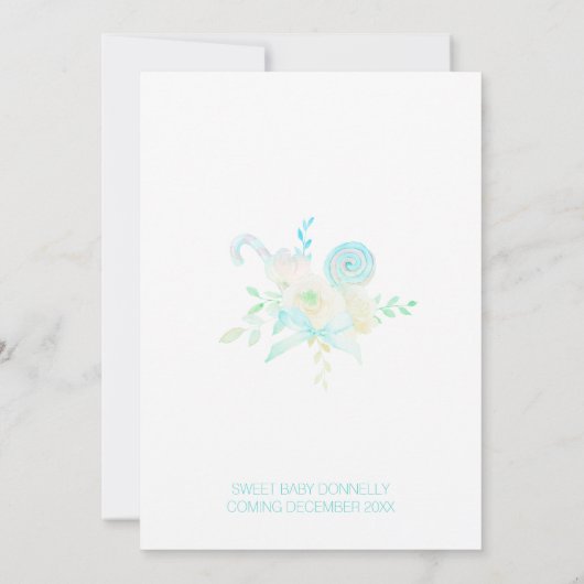 Pastel Winter Wonderland Oh Baby Jongen Douche Kaart (Achterkant)