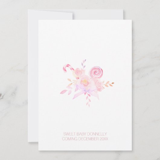 Pastel Winter Wonderland Oh Baby Meisje Douche Kaart (Achterkant)