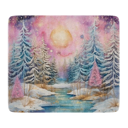 Pastel Winter Wonderland snijplank (Voorkant)
