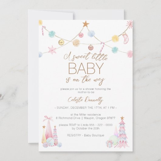 Pastel Winter Wonderland Sweet Little Baby shower Kaart (Voorkant)