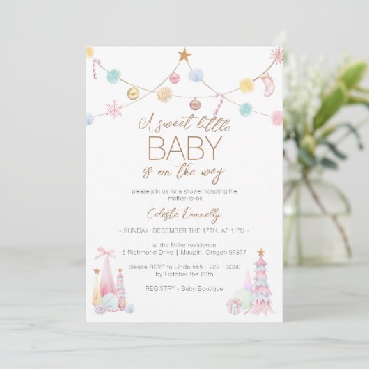Pastel Winter Wonderland Sweet Little Baby shower Kaart (Staand voorkant)