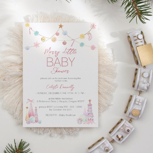 Pastel Winter Wonderland Vrolijk klein Baby shower Kaart