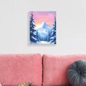 Pastel Winterberg Watercolor Landschap Canvas Afdruk (Insitu (Woonkamer))