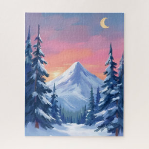Pastel Winterberg Watercolor Landschap Legpuzzel
