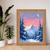 Pastel Winterberg Watercolor Landschap Poster