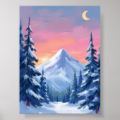 Pastel Winterberg Watercolor Landschap Poster (Voorkant)