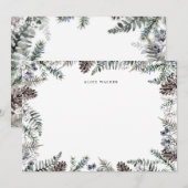 Pastel Wintergroen Elegante Monogram Notitiekaart Notitiekaartje (Voorkant / Achterkant)