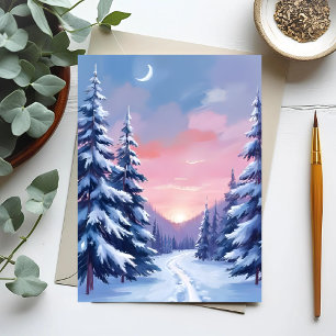 Pastel winters zonsondergang   Natuur schilderen a Briefkaart
