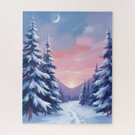 Pastel wintersondergang | Natuur Schilderen Aquare Legpuzzel