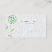 Pastel wit groen en blauw bloemontwerp visitekaartje (Achterkant)