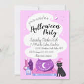 Pastel Witch Halloween Party Kaart (Voorkant)