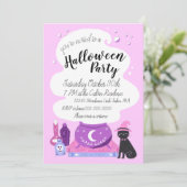 Pastel Witch Halloween Party Kaart (Staand voorkant)