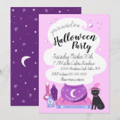 Pastel Witch Halloween Party Kaart (Voorkant / Achterkant)