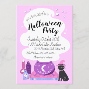 Pastel Witch Halloween Party Kaart