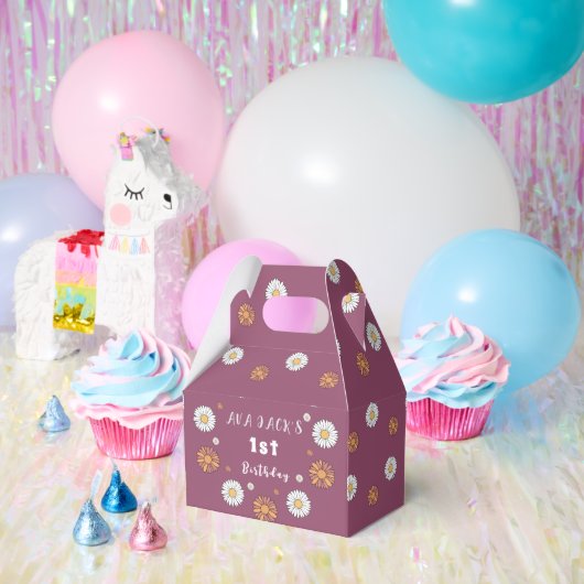 Pastel witte en roze oranje madeliefbloemen bedankdoosjes (Feest)