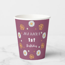 Pastel witte en roze oranje madeliefbloemen papieren bekers