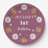 Pastel witte en roze oranje madeliefbloemen papieren bordje (Voorkant)