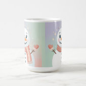 Pastel Witte Sneeuwman Morphing Mok (Midden)