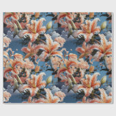 Pastel Witte Tijger Lilly Naadloos Cadeaupapier (Vlak)