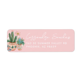 Pastel woestijncactus etiket