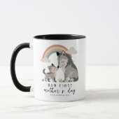 Pastel Wolf Moeder en Jong Eerste Moederdag Regenb Mok (Links)
