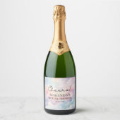 Pastel Wolken Bruiloftsfeest Sparkling Wijnetiket (Voorkant)