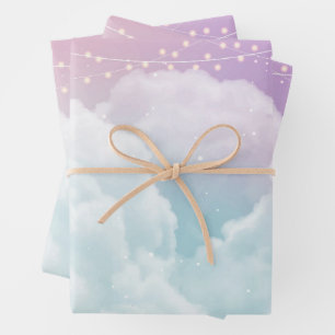 Pastel Wolken & Fairy Lights Verpakking Papieren B Inpakpapier Vel