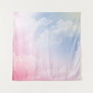 Pastel Wolken: Serene achtergrond patroon Wandkleed